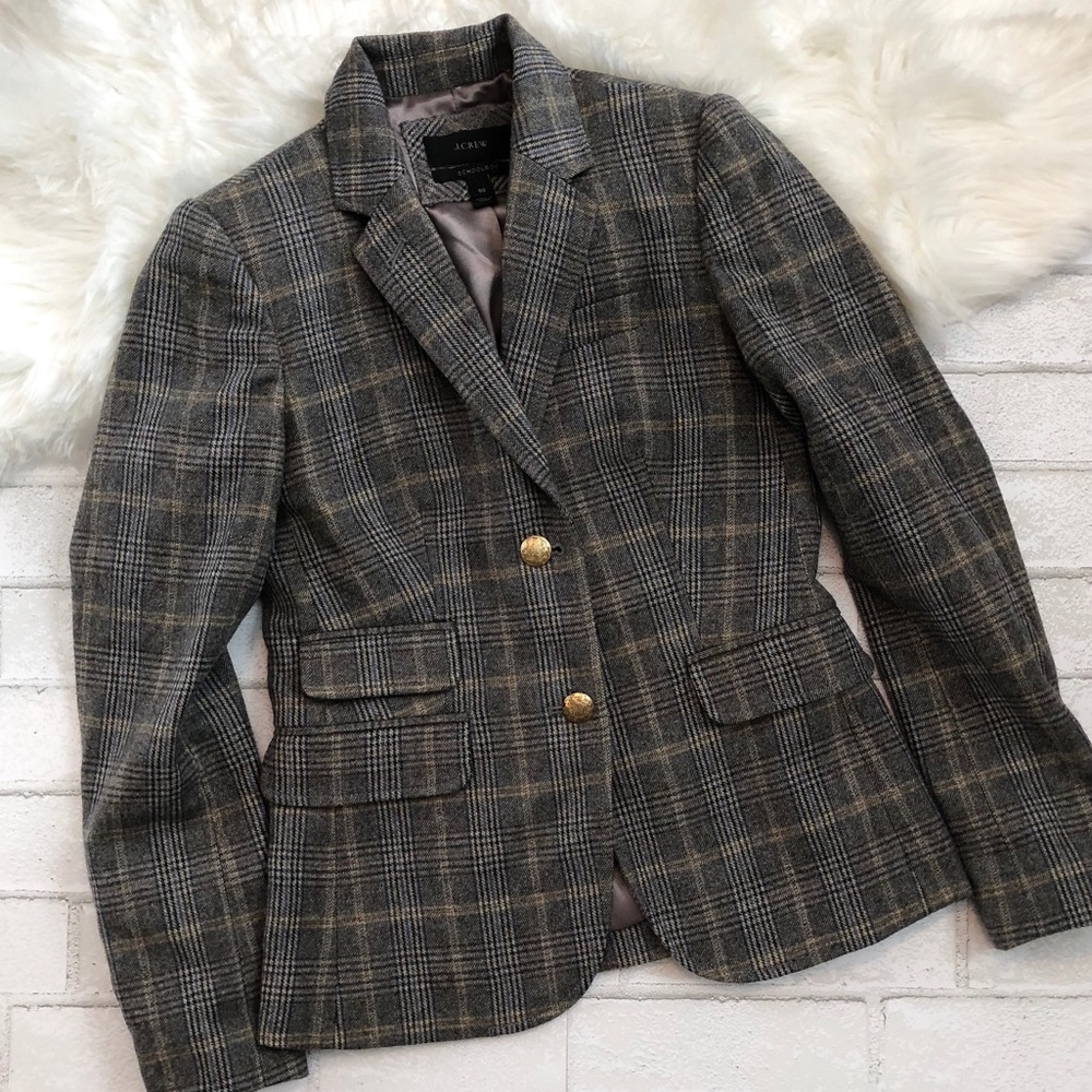 J Crew Gray Plaid Schoolboy Blazer